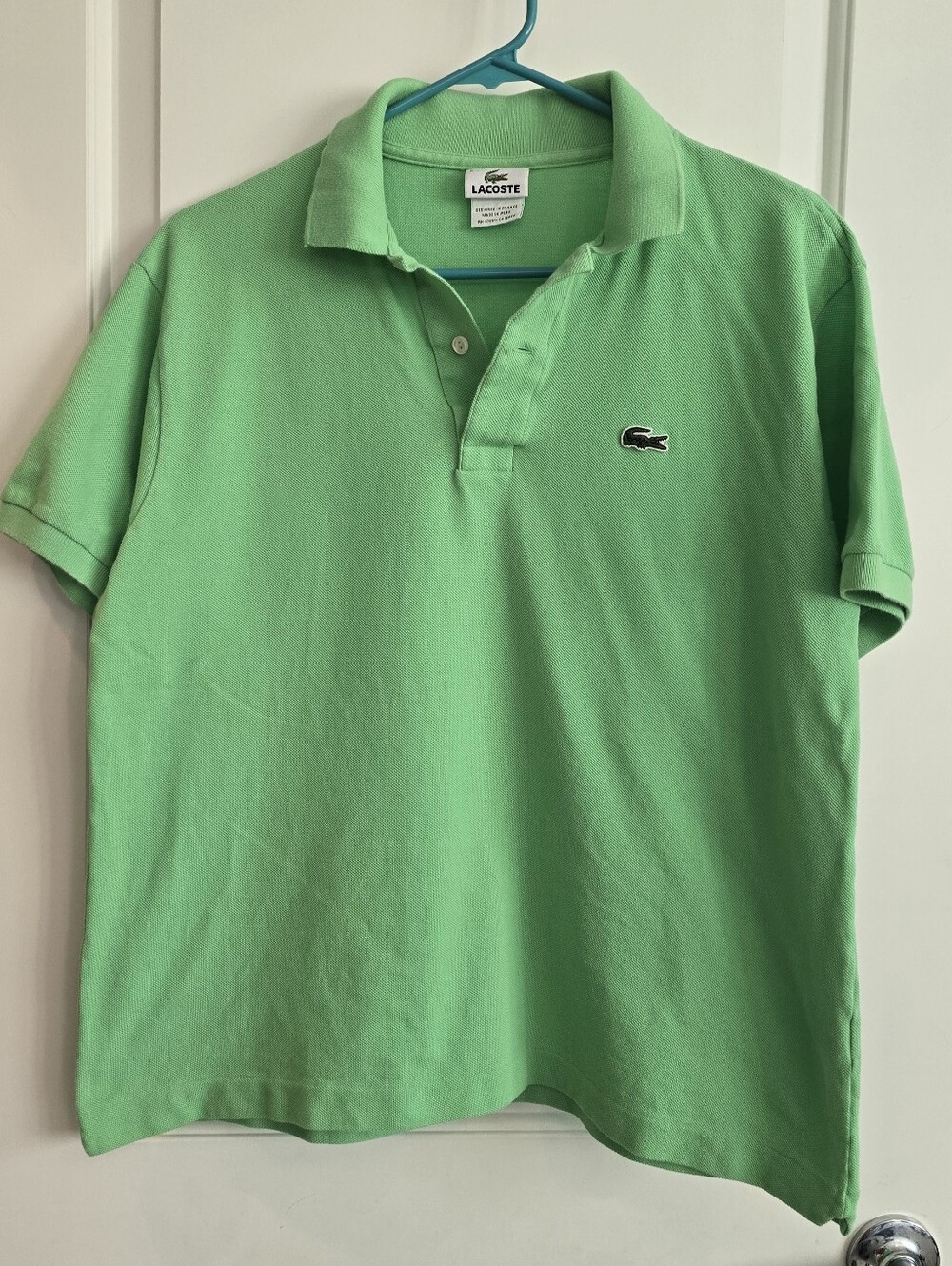 Lacoste Men's Green Short Sleeve Cotton Polo with Crocodile Logo